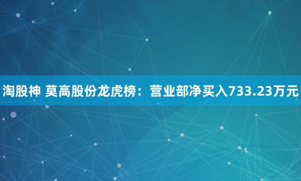 淘股神 莫高股份龙虎榜：营业部净买入733.23万元